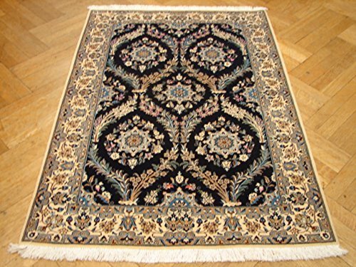 Primary image for 3x5 D.Blue All-Over Very fine Quality Nain Signature Rug Silk&Wool