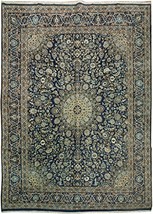 Authentic Navy Blue Traditional 9x13 Persian Kashan Rug - £1,958.42 GBP
