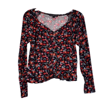 Derek Heart Floral V-Neck Top Size Large - £8.52 GBP