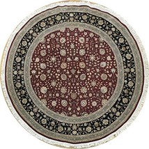 Floral 8&#39; x 8&#39; Hand Knotted Wool&amp;Silk Tabriz Round Rug - £1,306.21 GBP