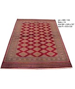 Deep Red Spectacular 6&#39; x 8&#39; Super Fine Wool&amp;Silk Rug New Jaldar Bokhara... - £681.01 GBP
