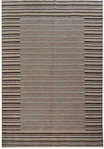 Striped Handmade 6&#39; x 8&#39; Wool Pile Modern Area Rug - £245.46 GBP