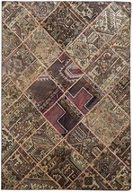 Multi Earth Tone Brown 5&#39; x 8&#39; Antique Persian Patchwork Rug - £257.39 GBP