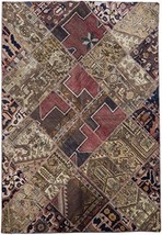 6&#39; x 8&#39; Antique Persian Patchwork Shaggy Rug - £280.34 GBP