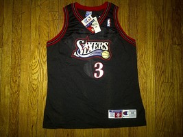 Authentic 1997-98 Champion Sixers 76ers Allen Iverson Black Road Away Jersey 48 - £280.44 GBP