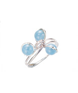 Charm Ring / Sterling SIlver Dangle Ring /  Aquamarine &amp; Diamond Ring / ... - £161.67 GBP
