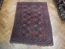 Antique Worn Turkoman Bokhara Rug RUST BROWN Hand Knotted 7x10 - £502.23 GBP