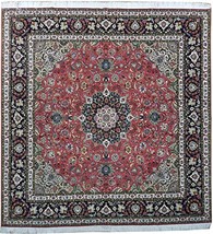 8&#39; Square Wool Silk New Persian Tabriz Rug Fine 400 Kpsi - £4,504.37 GBP