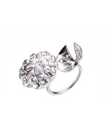 Lotus ring / Chunky Ring / Silver &amp; Diamond ring / Adjustable ring / Sta... - £129.45 GBP