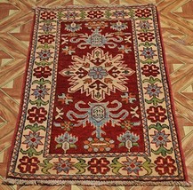 Red Vintage Technique 2&#39; x 3&#39; Kazak Traditional Rug - £125.02 GBP