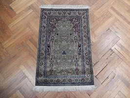 High End GREEN Hand knotted 3x4 New Silk Rug - £557.53 GBP