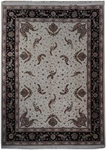 IVORY 9&#39; x 12&#39; Handmade Wool&amp;Silk Sino Tabriz Area Rug - £1,870.09 GBP