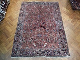 All-OVer Handmade 8x11 Antique Persian Heriz Ethnic Rug - £2,159.64 GBP