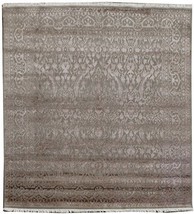 Gray 8 x 8 ft SQUARE New Fine Quality Wool &amp; Silk Rug - £2,682.37 GBP