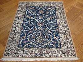 3&#39; x 5&#39; Genuine Signed Nain Rug Wool&amp;Silk Collection Rug BLUE - £956.79 GBP