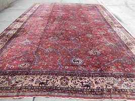 Antique 15x22 Over 100 Years Old Signed Rug Signed Animals - £3,854.48 GBP