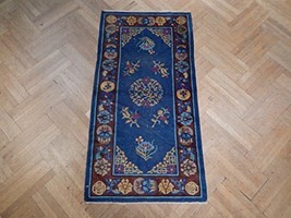 Authentic Hand Woven 3x6 Antique Chinese Art Deco Rug - £275.02 GBP