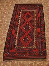 NAVAJO 5&#39; x 9&#39; Kilim Tribal Hand Woven Flat Weave Handmade Striking Beauty - £344.66 GBP