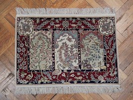 WALL ART Handmade 2x3 Fine Silk Rug 3 PANEL - £370.57 GBP