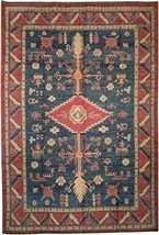 Blue-Red 7x10 Handmade Authentic Kazak Rug - £916.95 GBP