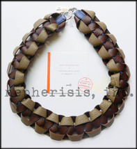 AUTH NIB Hermes Petit H Bijou Tresse en Cuir Pleated Leather Necklace MU... - $2,500.00