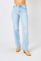 Judy Blue Full Size High Waist Distressed Straight Jeans - £52.60 GBP