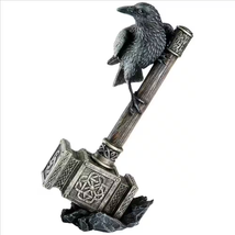 Raven Guardian of Thor&#39;S Thunder Hammer Mjolnir Statue Symbol of Norse Power - £37.21 GBP