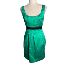 Vintage Y2K BCBG Pleated Sheath Dress 2 Emerald Green Sleeveless Lined Zip - £29.72 GBP