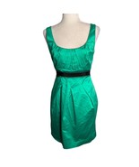 Vintage Y2K BCBG Pleated Sheath Dress 2 Emerald Green Sleeveless Lined Zip - £29.24 GBP