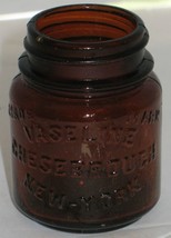 Vtg Vaseline Amber Brown Glass Bottle Jar Apothecary Prop Vase Barn Dig Dump - £7.04 GBP