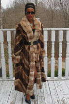 NEW designer full length female pelts Mink&amp; Sable Stone marten fur Coat M-L 8-14 - £5,826.64 GBP