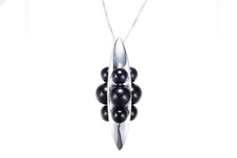 Black Onyx Pendent / Sterling Silver pendant with chain / Onyx necklace / bold  - £143.08 GBP