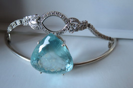 Designer Custom  57 carat Aquamarine about 1 carat diamond 14k white gol... - £21,340.09 GBP