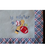 Just Born Baby Blanket  Lil All Star Sports Blue Checkered Trim  39 &quot; x 28&quot; - €24,96 EUR