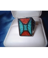 Turquoise Coral Inlay Large Ring - $36.34 CAD