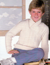 Off To School Girl Boy Knit Crochet Sweaters Cardigans Vests Beehive Patons 456 - £3.98 GBP