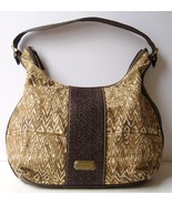 Chaps Brown Fabric Hobo Tote Shoulder Hand Bag Purse Pockets Adjustable ... - £20.56 GBP
