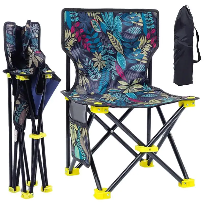 Foldable Camping Chairs With Side Pocket Collapsible Folding Fishing Chair - £61.29 GBP+