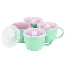 Gibson Home On The Go 4 Piece 25 Ounce Stoneware Soup Cup Set with Lid i... - £50.38 GBP