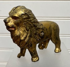 Antique Cast Iron Lion Gold Painted Coin Bank - £19.98 GBP