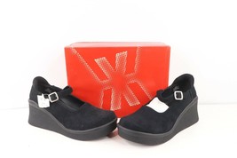 NOS Vintage Y2K Grunge Womens 10 Chunky Platform Suede Leather Shoes Mules Black - £110.35 GBP