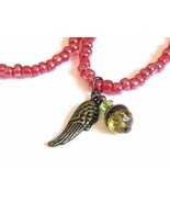 Belly Jewelry Stretch Belly Chain with Red Beads and Wing Charm Dangle - £11.07 GBP