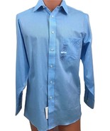 Chaps Stretch Collar Regular Fit Dress Shirt 15 Medium 32 33 Sleeve Blue... - £18.71 GBP