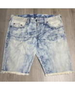 True Religion Cut-Off Shorts Geno Mens 40 Blue Acid Wash Denim Frayed MH JD - $24.75