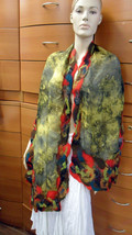 FELTED WOOL SILK SCARF MADE IN EUROPE UNIQUE SUMMER LONG HOLIDAY GIFT FO... - £126.53 GBP