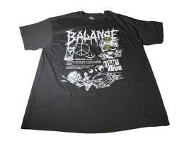 Men&#39;s Skull Graphic Black T-Shirt “Balance”  Sz XL Skeleton Rose Butterf... - £15.06 GBP