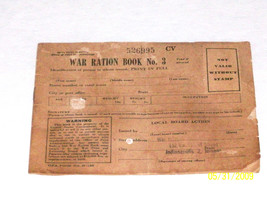WORLD WAR II  WAR RATION BOOK #3 526995 CV - $55.00