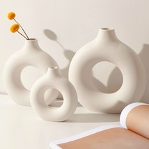 White Donut Vase | Vase Set Of 3 | Hollow Ceramic Vase | Pampas Grass Vase | - £45.54 GBP