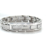 New Stainless Steel Silver Cross Link Mens Bracelet 9 inches in length - £7.77 GBP