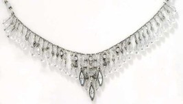 2028 by 1928 Jewelry Silver toned Rhinestone Crystal Beaded Drape Necklace - £81.19 GBP